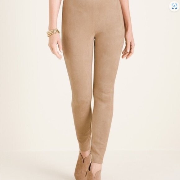 J. McLaughlin Size M Lori Faux Suede Leggings Fawn Solid - Picture 1 of 7